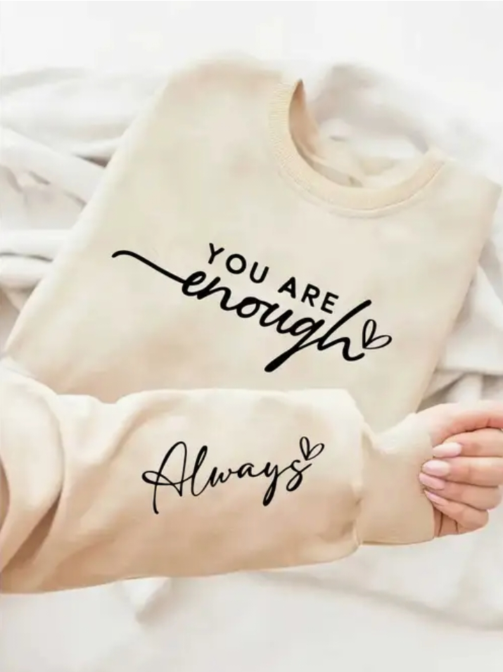 You Are Enough Always  Sweater Apricot